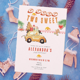 Two Fast Christmas Gingerbread Car P 2nd Birthday 招待状