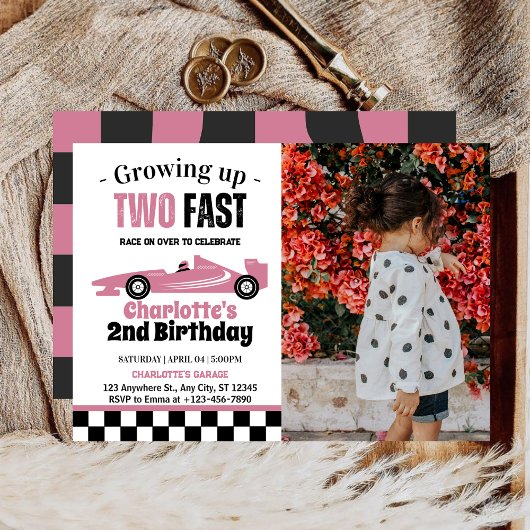 Two Fast Girl 2歳の誕生日パーティーの写真 招待状