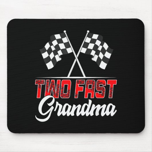 Two Fast Grandma Second Birthday Racing Car Family マウスパッド (正面)