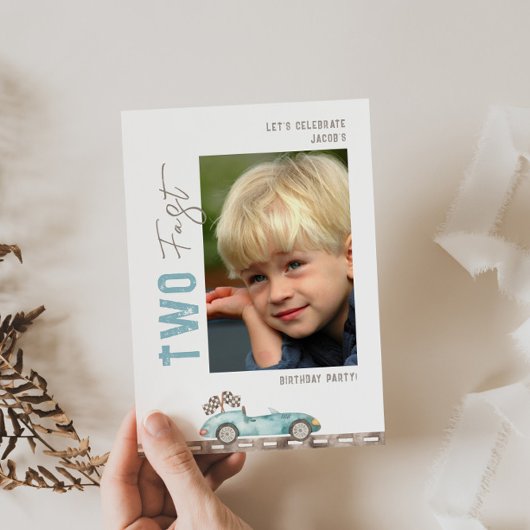 TWO Fast Race Carフォト誕生日招待状 招待状
