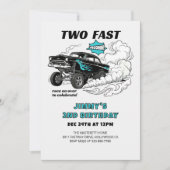 Two Fast Race Car 🏁 ガッサー 2歳の誕生日 招待状 (正面)