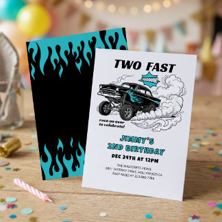 Two Fast Race Car 🏁 ガッサー 2歳の誕生日 招待状