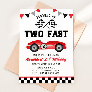 Two Fast Race Car 2歳の誕生日招待状 招待状