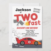 TWO Fast Race Car 2nd Birthday招待状 招待状 (正面)