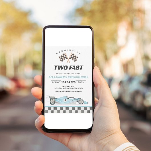 TWO FAST RACE CAR 2nd Birthday 招待状