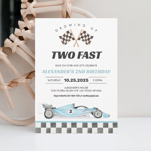 TWO FAST RACE CAR 2nd Birthday 招待状
