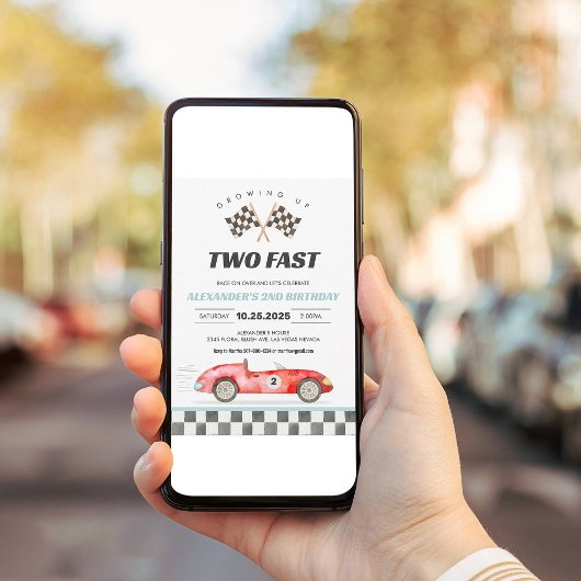 TWO FAST RACE CAR 2nd Birthday 招待状