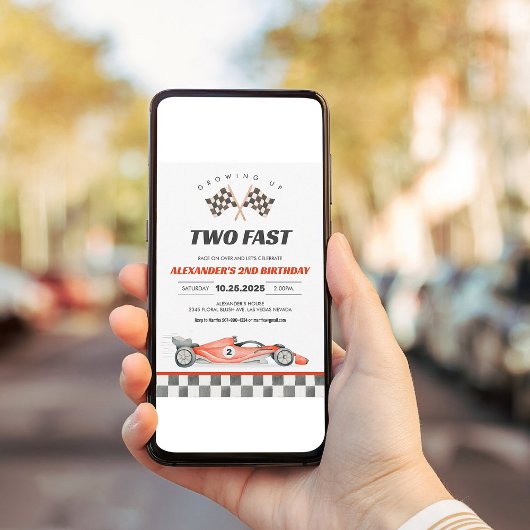 TWO FAST RACE CAR 2nd Birthday 招待状