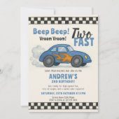 Two Fast Race Car Birthday 招待状 (正面)