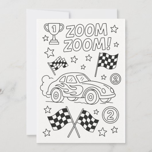 Two Fast Race Car Birthday 招待状 (裏面)