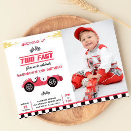 Two Fast Race Car Boy 1st Birthdayパーティー写真 招待状