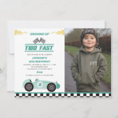 Two Fast Race Car Boy 2nd Birthdayパーティー写真 招待状 (正面)