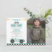 Two Fast Race Car Boy 2nd Birthdayパーティー写真 招待状 (スタンド正面)