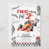 Two Fast Race Car Boy 2nd Birthday Invitation 招待状 (正面)