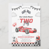 Two Fast Race Car Boy 2nd Birthday Invitation 招待状 (正面)