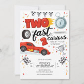Two Fast Race Car Boy 2nd Birthday Invitation 招待状 (正面)
