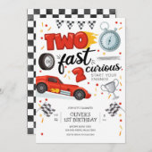 Two Fast Race Car Boy 2nd Birthday Invitation 招待状 (正面/裏面)