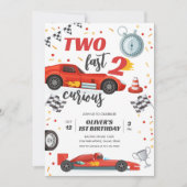 Two Fast Race Car Boy 2nd Birthday Invitation 招待状 (正面)