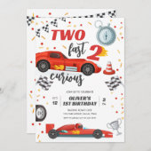 Two Fast Race Car Boy 2nd Birthday Invitation 招待状 (正面/裏面)