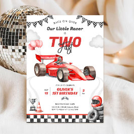 Two Fast Race Car Boy 2nd Birthday Invitation 招待状