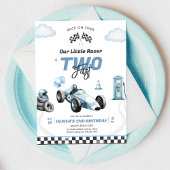 Two Fast Race Car Boy 2nd Birthday Invitation 招待状