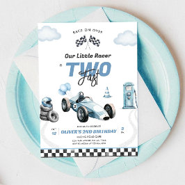 Two Fast Race Car Boy 2nd Birthday Invitation 招待状