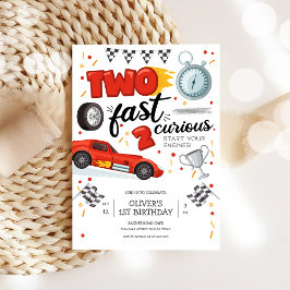 Two Fast Race Car Boy 2nd Birthday Invitation 招待状