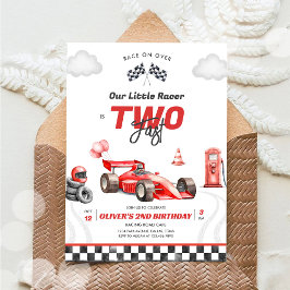 Two Fast Race Car Boy 2nd Birthday Invitation 招待状
