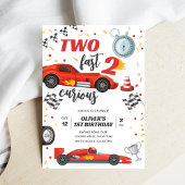 Two Fast Race Car Boy 2nd Birthday Invitation 招待状