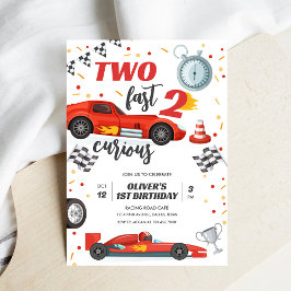 Two Fast Race Car Boy 2nd Birthday Invitation 招待状