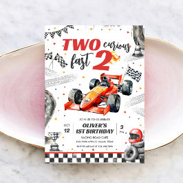 Two Fast Race Car Boy 2nd Birthday Invitation 招待状