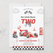 Two Fast Race Car Boy 2nd Birthday Invitation 招待状 (正面)