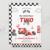 Two Fast Race Car Boy 2nd Birthday Invitation 招待状 (正面/裏面)