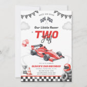 Two Fast Race Car Boy 2nd Birthday Invitation 招待状 (正面)