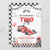 Two Fast Race Car Boy 2nd Birthday Invitation 招待状 (正面/裏面)