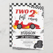 Two Fast Race Car Boy 2nd Birthday Invitation 招待状 (正面/裏面)
