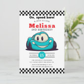 Two Fast Race Car Boy 2nd Birthday Party 招待状 (スタンド正面)