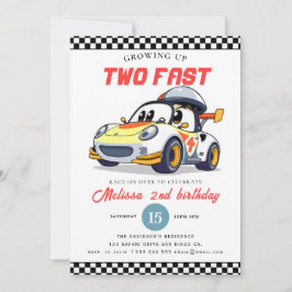 Two Fast Race Car Boy 2nd Birthday Party 招待状