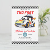 Two Fast Race Car Boy 2nd Birthday Party 招待状 (スタンド正面)