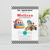 Two Fast Race Car Boy 2nd Birthday Party 招待状 (スタンド正面)