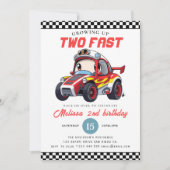 Two Fast Race Car Boy 2nd Birthday Party 招待状 (正面)