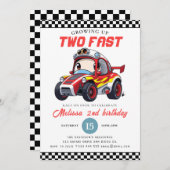 Two Fast Race Car Boy 2nd Birthday Party 招待状 (正面/裏面)