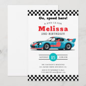 Two Fast Race Car Boy 2nd Birthday Party  招待状 (正面/裏面)