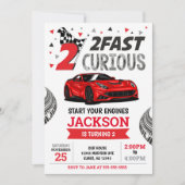 Two Fast Race Car Boy 2nd Birthday Party 招待状 (正面)