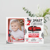 Two Fast Race Car Boy 2nd Birthday Party Photo 招待状 (スタンド正面)