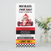 Two Fast Race Car Ticket Pass Second Birthday 招待状 (スタンド正面)