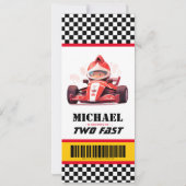 Two Fast Race Car Ticket Pass Second Birthday 招待状 (裏面)
