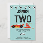 TWO fast racecar themed 2nd birthdayパーティー 招待状 (正面)