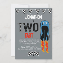 TWO fast racecar themed 2nd birthdayパーティー 招待状
