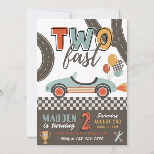 TWO FAST RACING招待状 | TWO Fast誕生日 招待状 (正面)
